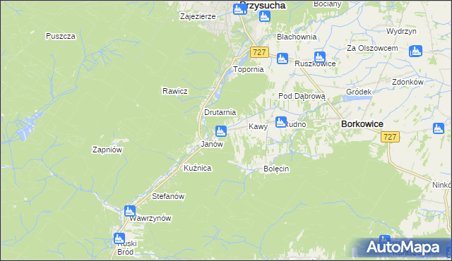 mapa Wymysłów gmina Borkowice, Wymysłów gmina Borkowice na mapie Targeo