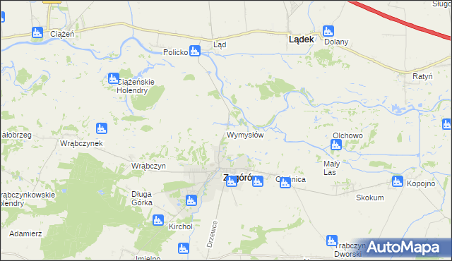 mapa Wymysłów gmina Zagórów, Wymysłów gmina Zagórów na mapie Targeo