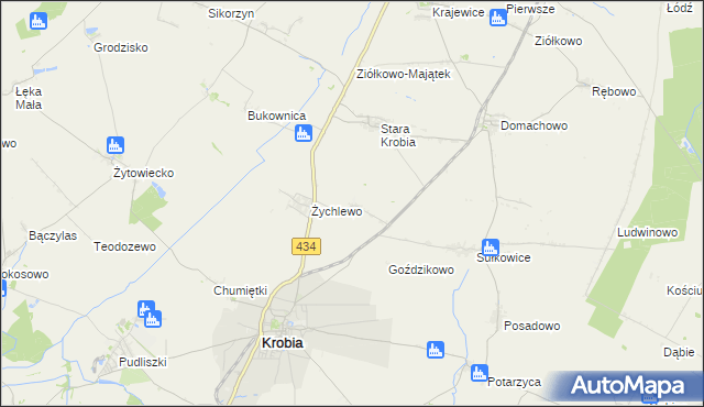 mapa Wymysłowo gmina Krobia, Wymysłowo gmina Krobia na mapie Targeo