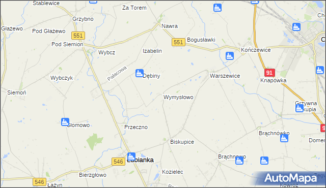 mapa Wymysłowo gmina Łubianka, Wymysłowo gmina Łubianka na mapie Targeo