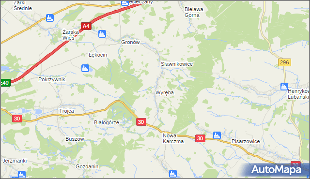 mapa Wyręba gmina Siekierczyn, Wyręba gmina Siekierczyn na mapie Targeo