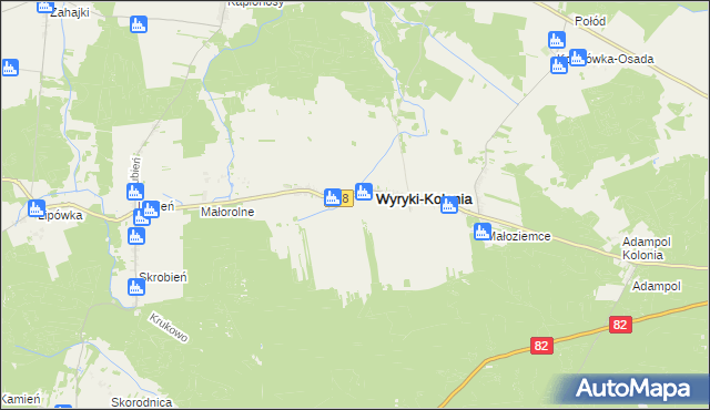 mapa Wyryki-Połód, Wyryki-Połód na mapie Targeo