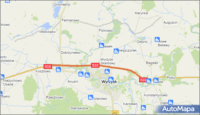 mapa Wyrzysk Skarbowy, Wyrzysk Skarbowy na mapie Targeo