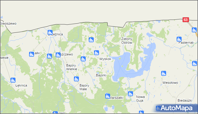 mapa Wyskok gmina Srokowo, Wyskok gmina Srokowo na mapie Targeo