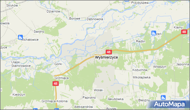 mapa Wyśmierzyce, Wyśmierzyce na mapie Targeo