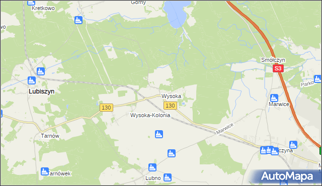 mapa Wysoka gmina Lubiszyn, Wysoka gmina Lubiszyn na mapie Targeo