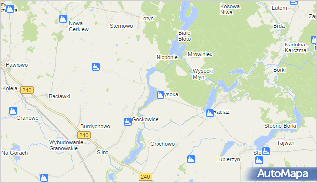 mapa Wysoka gmina Tuchola, Wysoka gmina Tuchola na mapie Targeo