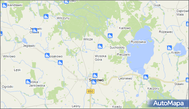 mapa Wysoka Góra gmina Srokowo, Wysoka Góra gmina Srokowo na mapie Targeo