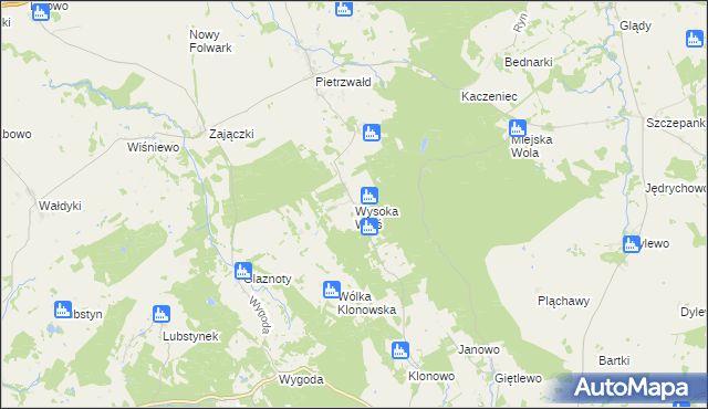 mapa Wysoka Wieś, Wysoka Wieś na mapie Targeo