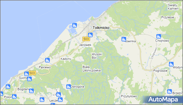 mapa Wysoki Bór, Wysoki Bór na mapie Targeo