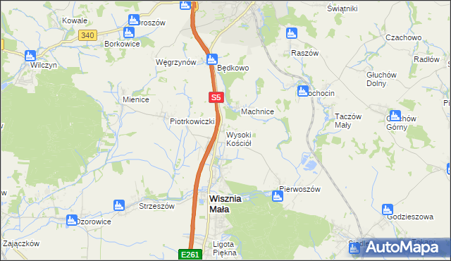 mapa Wysoki Kościół, Wysoki Kościół na mapie Targeo