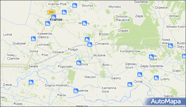 mapa Wysokie gmina Kramsk, Wysokie gmina Kramsk na mapie Targeo