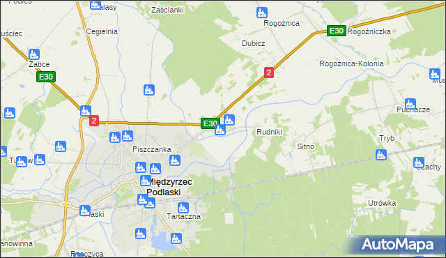 mapa Wysokie gmina Międzyrzec Podlaski, Wysokie gmina Międzyrzec Podlaski na mapie Targeo