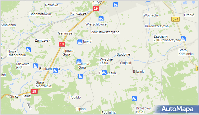 mapa Wysokie Laski, Wysokie Laski na mapie Targeo