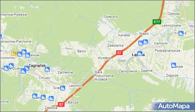 mapa Występa, Występa na mapie Targeo