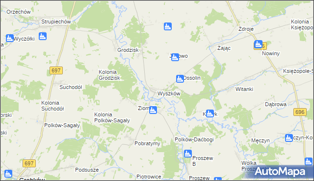 mapa Wyszków gmina Liw, Wyszków gmina Liw na mapie Targeo