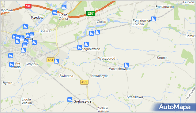 mapa Wyszogród gmina Oleśnica, Wyszogród gmina Oleśnica na mapie Targeo