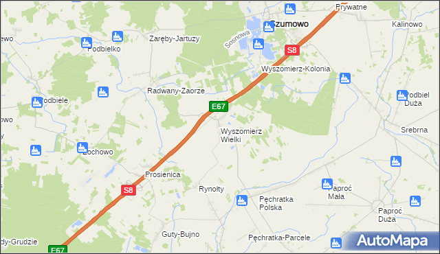 mapa Wyszomierz Wielki, Wyszomierz Wielki na mapie Targeo