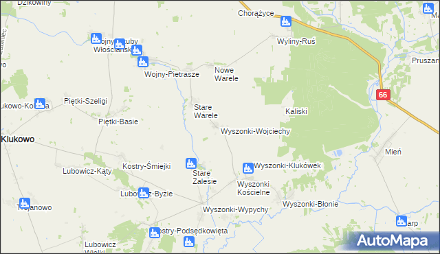 mapa Wyszonki-Wojciechy, Wyszonki-Wojciechy na mapie Targeo