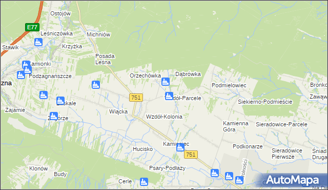 mapa Wzdół-Parcele, Wzdół-Parcele na mapie Targeo