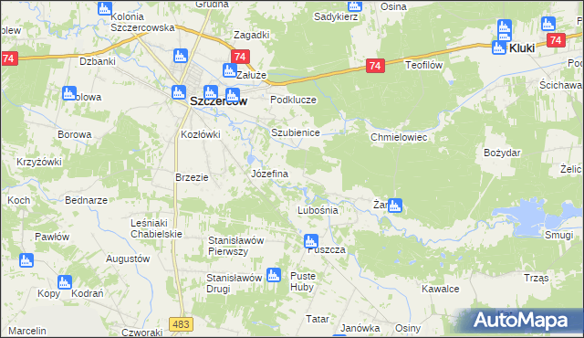 mapa Żabczanka, Żabczanka na mapie Targeo