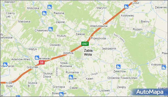 mapa Żabia Wola powiat grodziski, Żabia Wola powiat grodziski na mapie Targeo