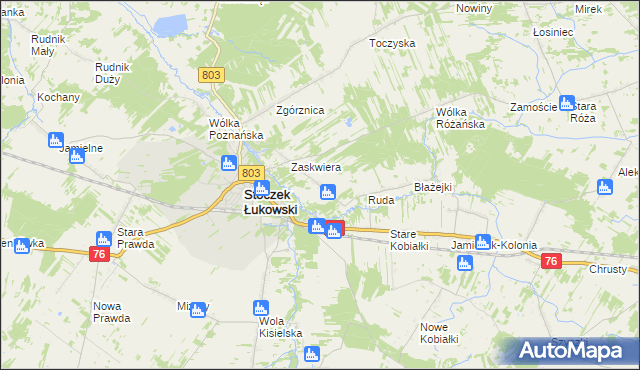 mapa Zabiele gmina Stoczek Łukowski, Zabiele gmina Stoczek Łukowski na mapie Targeo