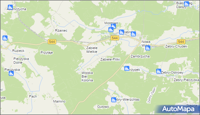 mapa Zabiele-Piliki, Zabiele-Piliki na mapie Targeo