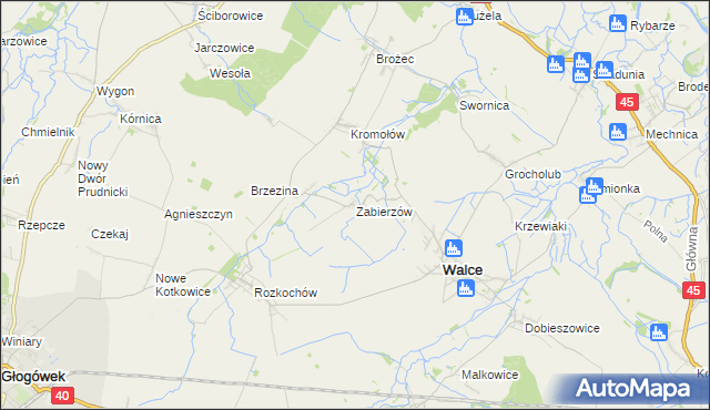 mapa Zabierzów gmina Walce, Zabierzów gmina Walce na mapie Targeo