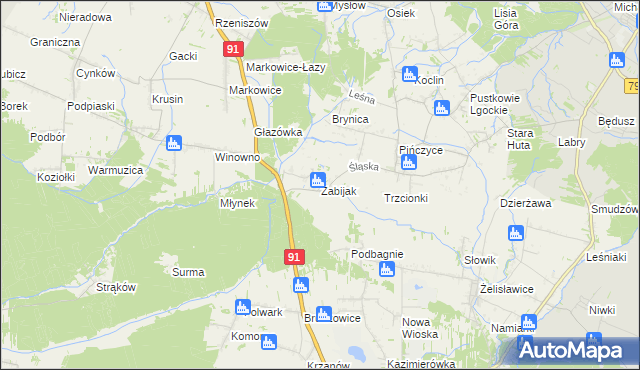 mapa Zabijak gmina Koziegłowy, Zabijak gmina Koziegłowy na mapie Targeo