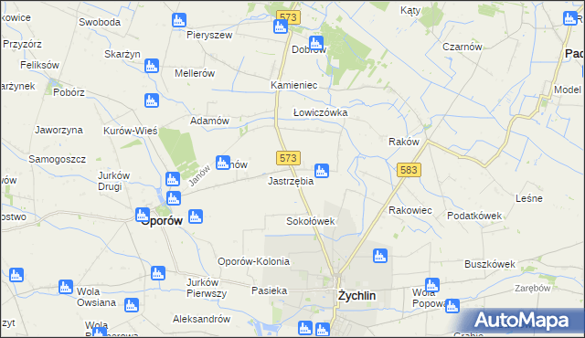 mapa Żabików gmina Żychlin, Żabików gmina Żychlin na mapie Targeo