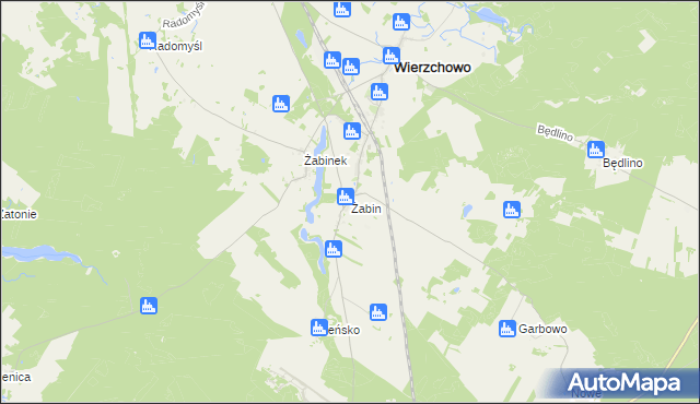 mapa Żabin gmina Wierzchowo, Żabin gmina Wierzchowo na mapie Targeo