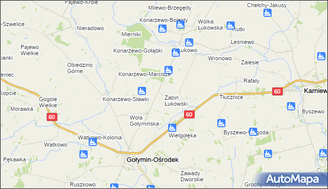 mapa Żabin Łukowski, Żabin Łukowski na mapie Targeo
