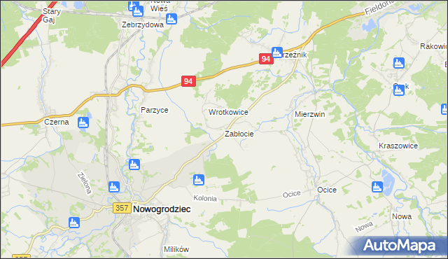 mapa Zabłocie gmina Nowogrodziec, Zabłocie gmina Nowogrodziec na mapie Targeo