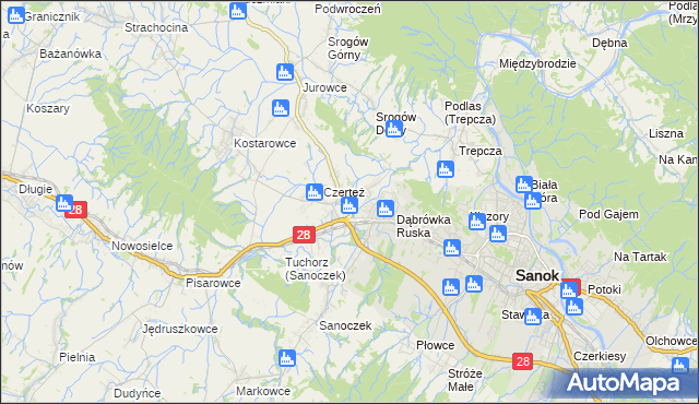 mapa Zabłotce gmina Sanok, Zabłotce gmina Sanok na mapie Targeo