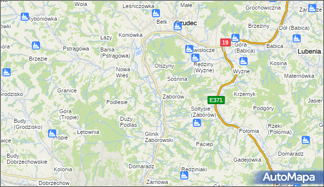 mapa Zaborów gmina Czudec, Zaborów gmina Czudec na mapie Targeo