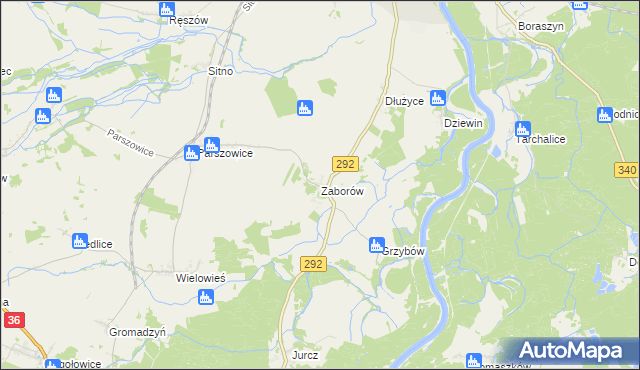 mapa Zaborów gmina Ścinawa, Zaborów gmina Ścinawa na mapie Targeo