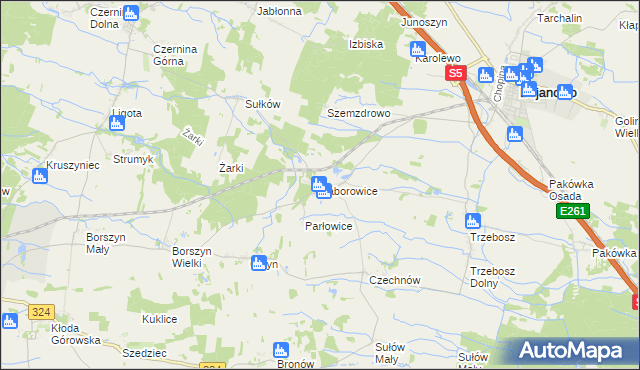 mapa Zaborowice gmina Bojanowo, Zaborowice gmina Bojanowo na mapie Targeo