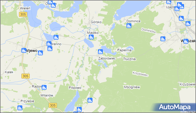 mapa Zaborówiec, Zaborówiec na mapie Targeo