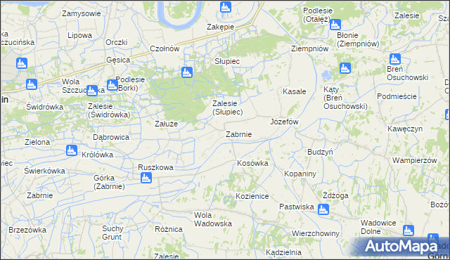 mapa Zabrnie gmina Wadowice Górne, Zabrnie gmina Wadowice Górne na mapie Targeo