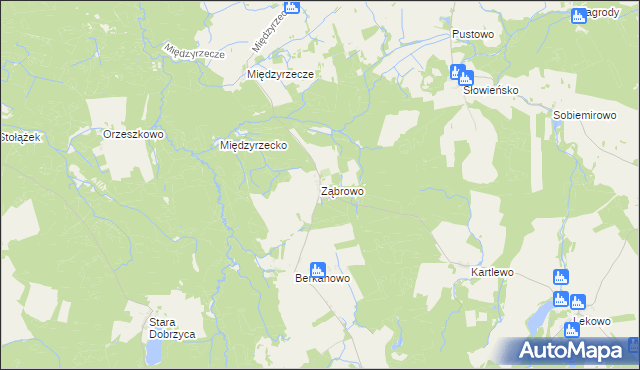 mapa Ząbrowo gmina Świdwin, Ząbrowo gmina Świdwin na mapie Targeo