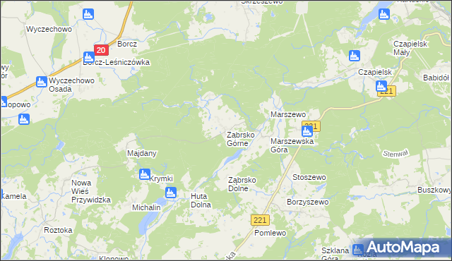 mapa Ząbrsko Górne, Ząbrsko Górne na mapie Targeo