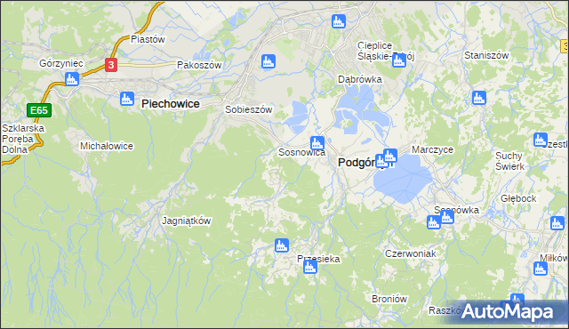 mapa Zachełmie gmina Podgórzyn, Zachełmie gmina Podgórzyn na mapie Targeo