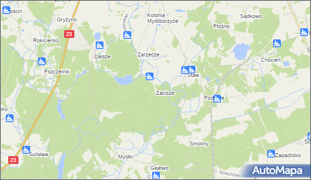 mapa Zacisze gmina Lubiszyn, Zacisze gmina Lubiszyn na mapie Targeo