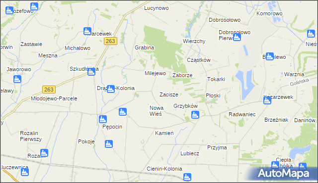 mapa Zacisze gmina Słupca, Zacisze gmina Słupca na mapie Targeo