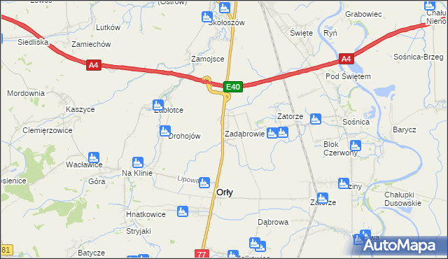 mapa Zadąbrowie gmina Orły, Zadąbrowie gmina Orły na mapie Targeo