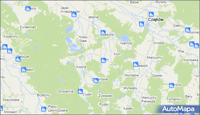 mapa Zadki gmina Czajków, Zadki gmina Czajków na mapie Targeo