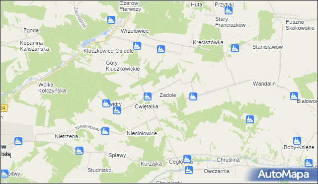 mapa Zadole gmina Opole Lubelskie, Zadole gmina Opole Lubelskie na mapie Targeo