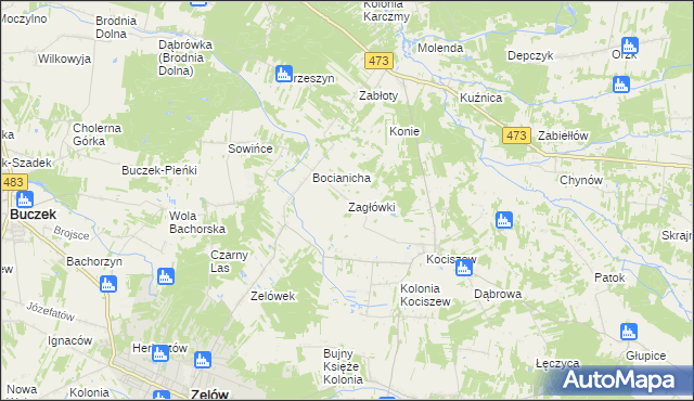 mapa Zagłówki, Zagłówki na mapie Targeo