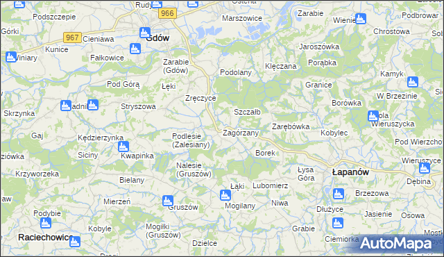 mapa Zagórzany gmina Gdów, Zagórzany gmina Gdów na mapie Targeo